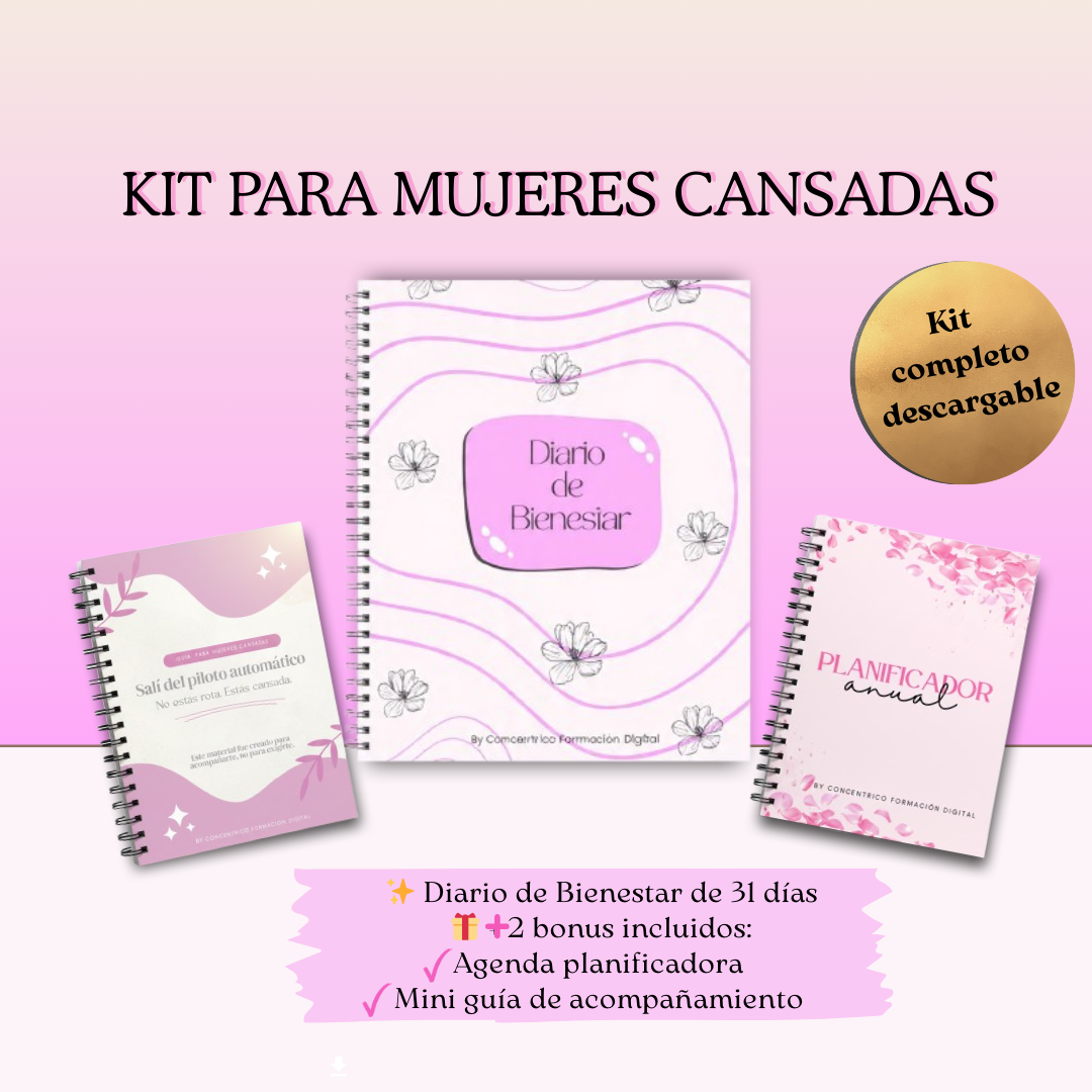 Kit para Mujeres Cansadas – Diario de bienestar de 31 días + 2 bonus de regalo